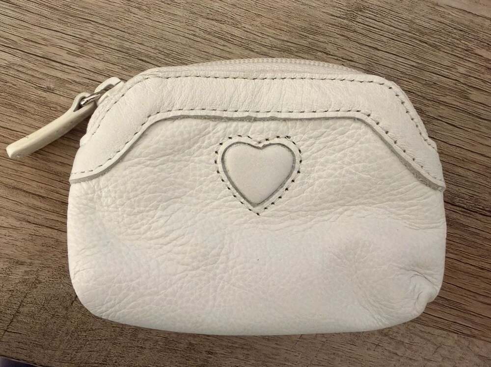 Brighton White Leather Heart Coin Purse Pouch